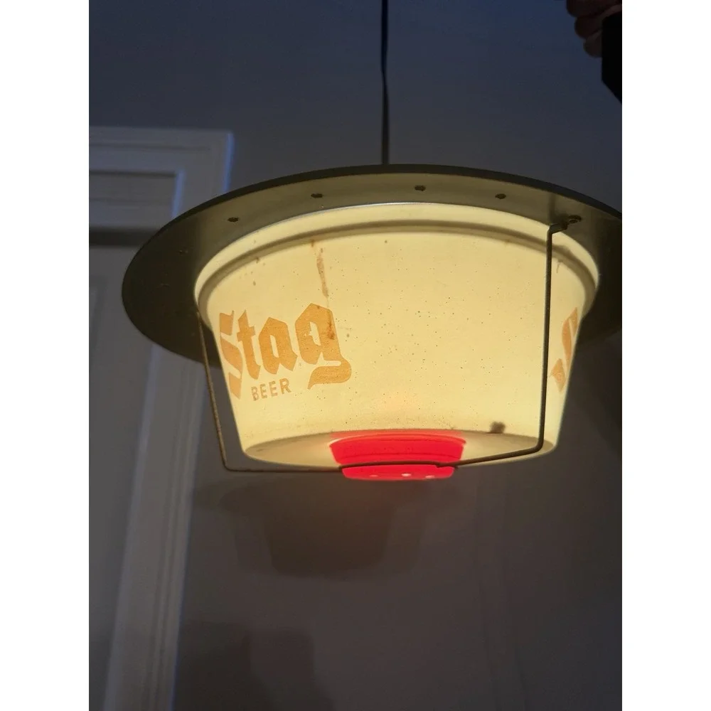 Vintage Stag Beer Hanging Light Lamp D.P. Products St Louis Advertising Works